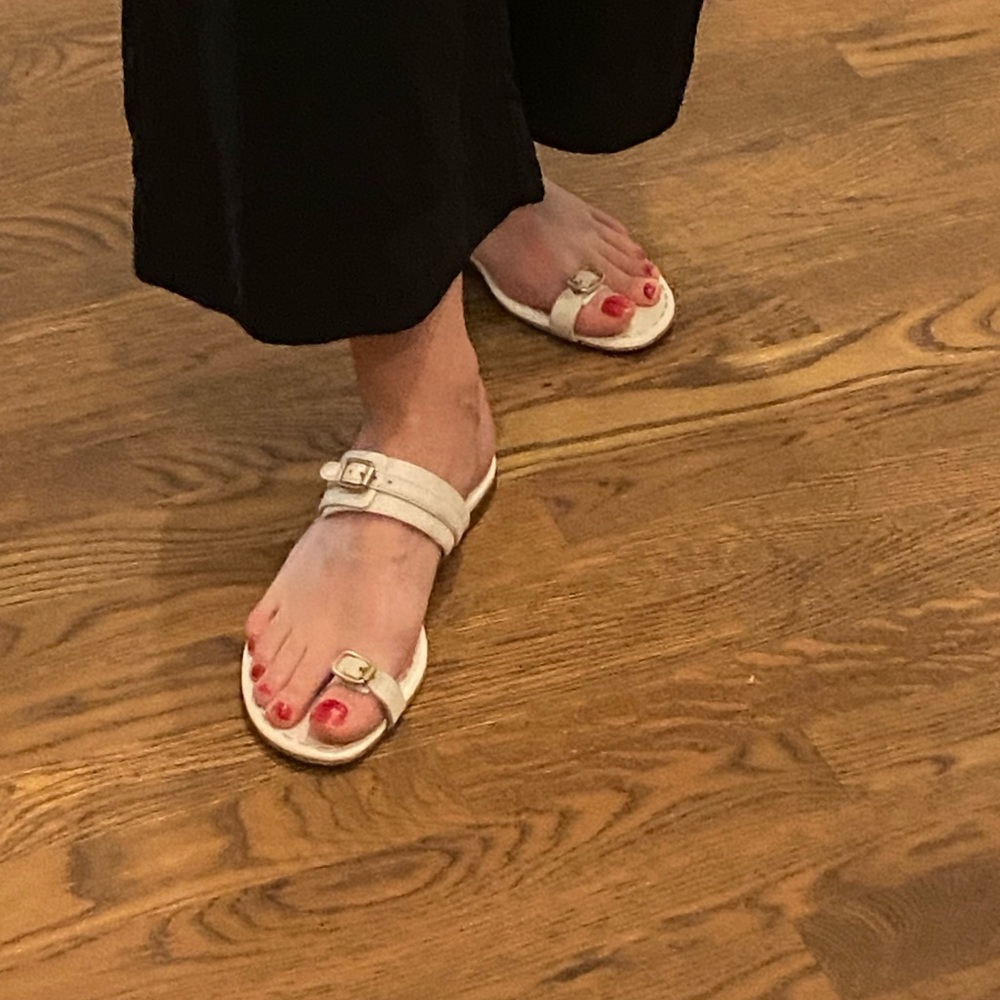 Celine white gold toe loop sandals